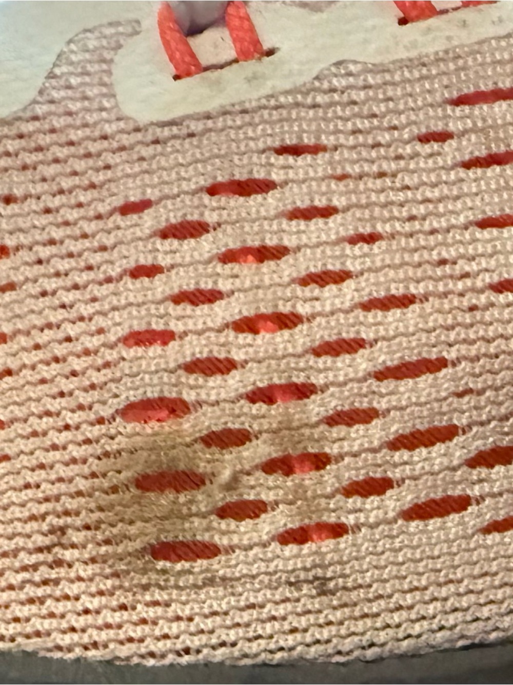 Nike White and Coral Knit Training Sneakers - Picture 8 of 9